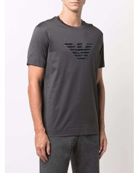 T-shirt à col rond imprimé gris foncé Emporio Armani