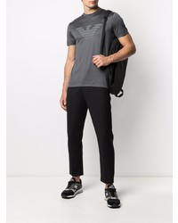 T-shirt à col rond imprimé gris foncé Emporio Armani