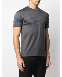 T-shirt à col rond imprimé gris foncé Emporio Armani