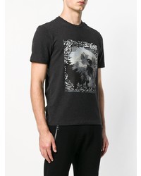 T-shirt à col rond imprimé gris foncé Ea7 Emporio Armani