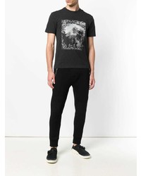 T-shirt à col rond imprimé gris foncé Ea7 Emporio Armani