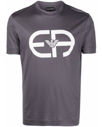 T-shirt à col rond imprimé gris foncé Emporio Armani