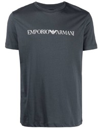 T-shirt à col rond imprimé gris foncé Emporio Armani