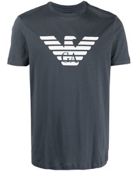 T-shirt à col rond imprimé gris foncé Emporio Armani