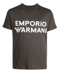 T-shirt à col rond imprimé gris foncé Emporio Armani