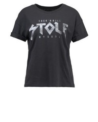 T-shirt à col rond imprimé gris foncé Even&Odd