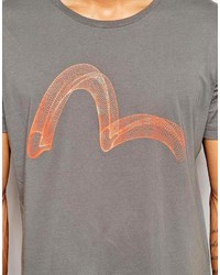 T-shirt à col rond imprimé gris foncé Evisu