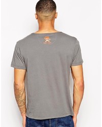 T-shirt à col rond imprimé gris foncé Evisu