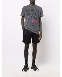 T-shirt à col rond imprimé gris foncé DSQUARED2