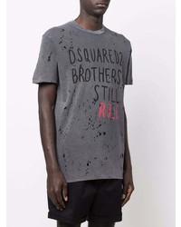 T-shirt à col rond imprimé gris foncé DSQUARED2