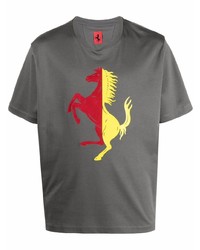 T-shirt à col rond imprimé gris foncé Ferrari