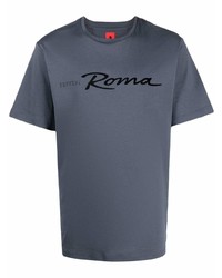 T-shirt à col rond imprimé gris foncé Ferrari
