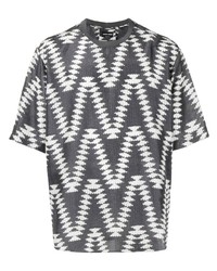 T-shirt à col rond imprimé gris foncé Giorgio Armani