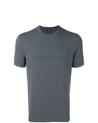 T-shirt à col rond imprimé gris foncé Giorgio Armani
