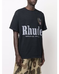 T-shirt à col rond imprimé gris foncé Rhude