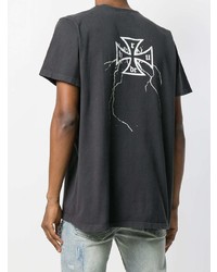 T-shirt à col rond imprimé gris foncé Rhude