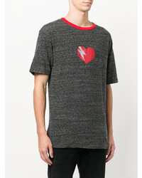 T-shirt à col rond imprimé gris foncé Saint Laurent