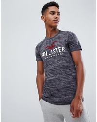 T-shirt à col rond imprimé gris foncé Hollister