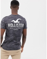 T-shirt à col rond imprimé gris foncé Hollister