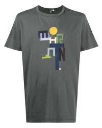 T-shirt à col rond imprimé gris foncé Isabel Marant