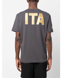 T-shirt à col rond imprimé gris foncé Ea7 Emporio Armani