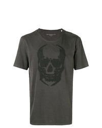 T-shirt à col rond imprimé gris foncé John Varvatos