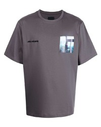 T-shirt à col rond imprimé gris foncé Juun.J