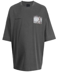 T-shirt à col rond imprimé gris foncé Juun.J