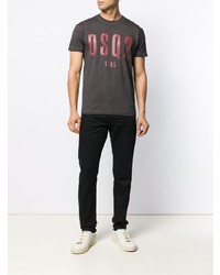 T-shirt à col rond imprimé gris foncé DSQUARED2