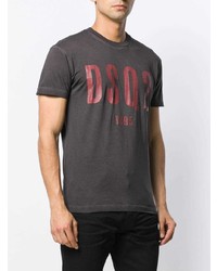 T-shirt à col rond imprimé gris foncé DSQUARED2