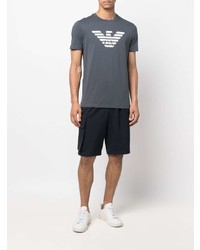 T-shirt à col rond imprimé gris foncé Emporio Armani