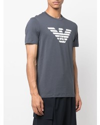 T-shirt à col rond imprimé gris foncé Emporio Armani