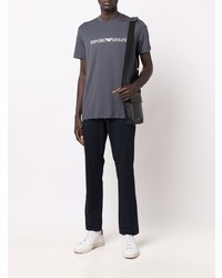 T-shirt à col rond imprimé gris foncé Emporio Armani