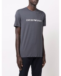 T-shirt à col rond imprimé gris foncé Emporio Armani