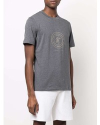 T-shirt à col rond imprimé gris foncé Brunello Cucinelli