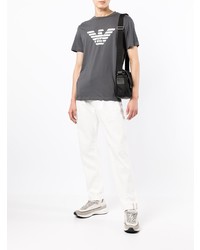 T-shirt à col rond imprimé gris foncé Emporio Armani