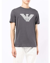 T-shirt à col rond imprimé gris foncé Emporio Armani