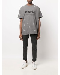 T-shirt à col rond imprimé gris foncé purple brand