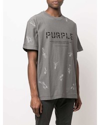 T-shirt à col rond imprimé gris foncé purple brand