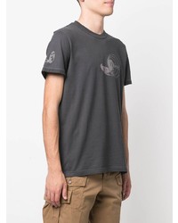 T-shirt à col rond imprimé gris foncé Diesel