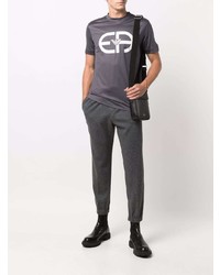 T-shirt à col rond imprimé gris foncé Emporio Armani