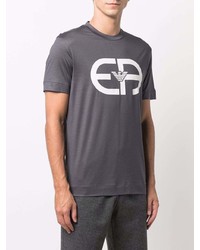 T-shirt à col rond imprimé gris foncé Emporio Armani