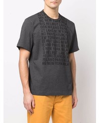 T-shirt à col rond imprimé gris foncé Helmut Lang