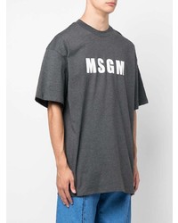 T-shirt à col rond imprimé gris foncé MSGM