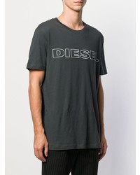 T-shirt à col rond imprimé gris foncé Diesel