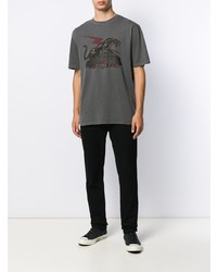 T-shirt à col rond imprimé gris foncé Puma