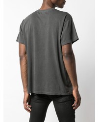 T-shirt à col rond imprimé gris foncé Amiri