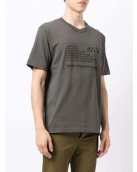 T-shirt à col rond imprimé gris foncé White Mountaineering