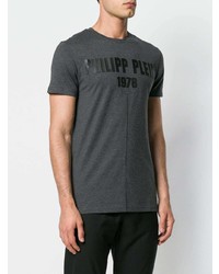 T-shirt à col rond imprimé gris foncé Philipp Plein