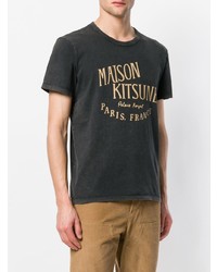 T-shirt à col rond imprimé gris foncé MAISON KITSUNÉ